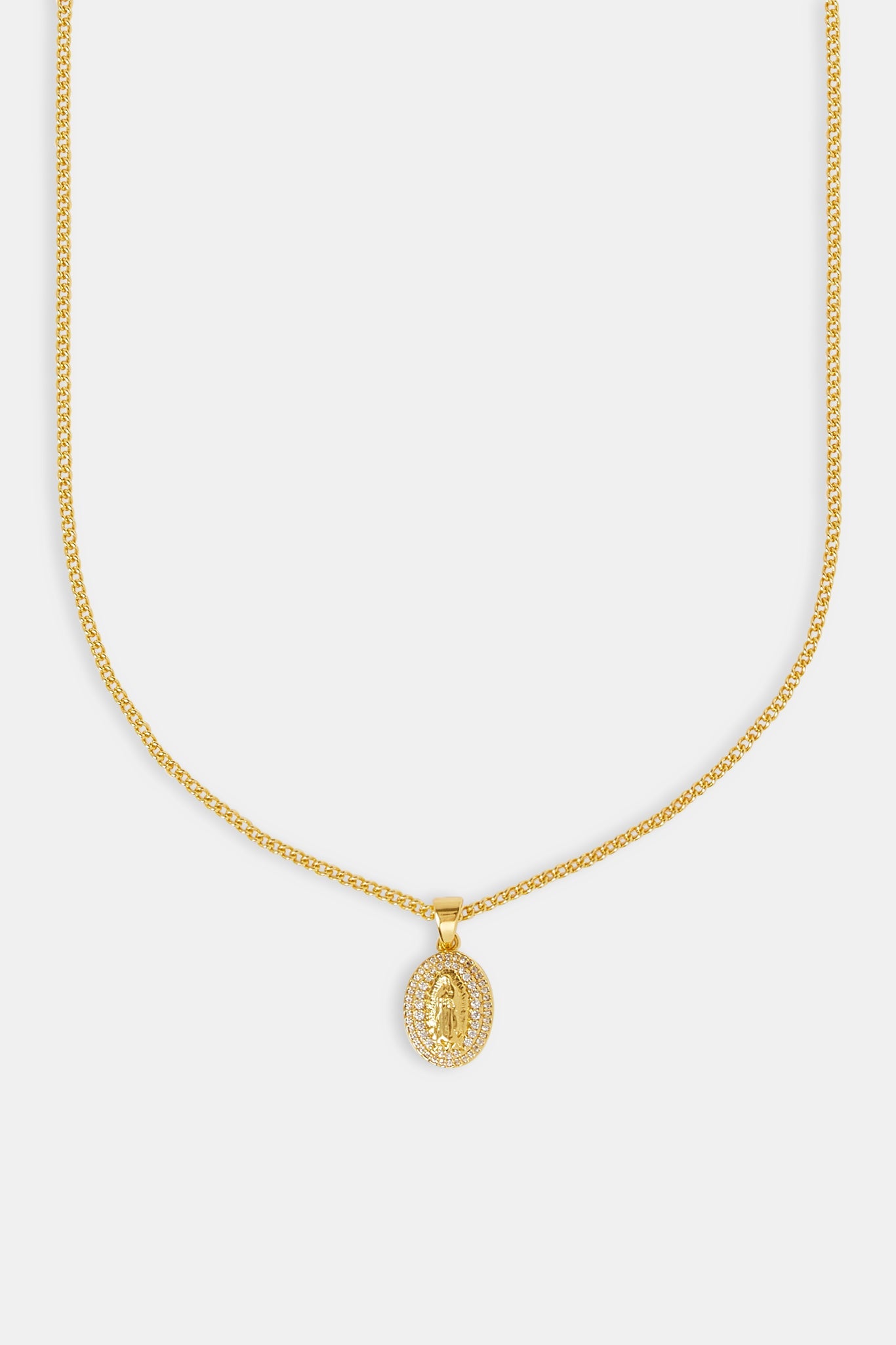 Micro Iced Emblem Necklace - 15mm - Gold